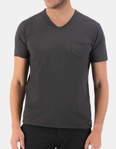 Picture of Dstrezzed Charcoal Slub V-Neck Pocket Tee