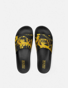 Picture of Versace Logo Chain Baroque Black Slides