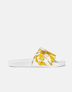 Picture of Versace Logo Chain Baroque White Slides