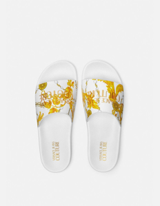 Picture of Versace Logo Chain Baroque White Slides