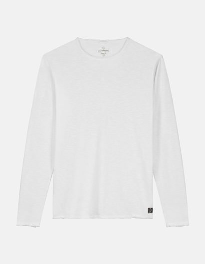 Picture of Dstrezzed White Slub Crew Neck Long Sleeve Tee