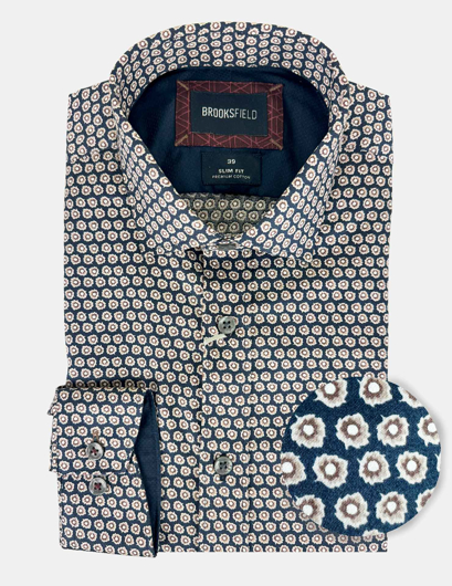 Picture of Brooksfield Floral Motif Slim Shirt