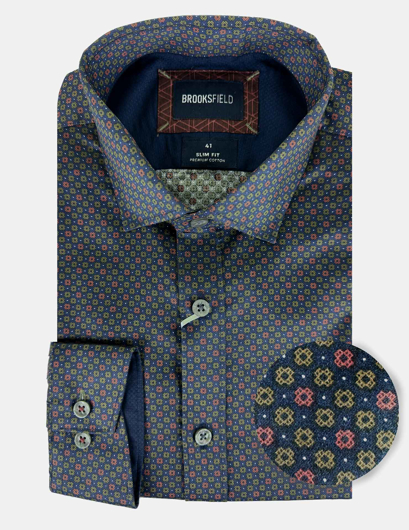 Picture of Brooksfield Geo Motif Slim Shirt