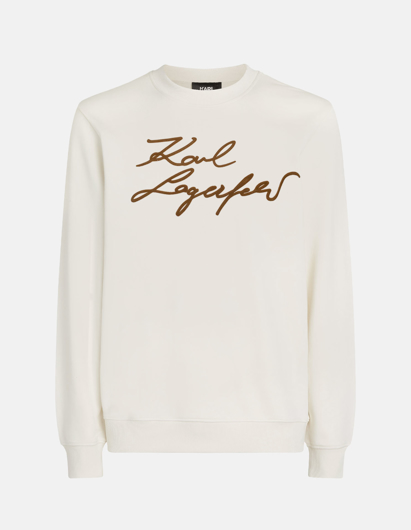 Picture of Karl Lagerfeld Cream Embossed Signature Sweatshirt