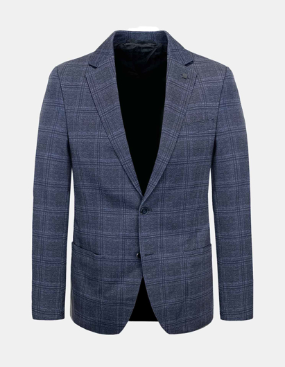 Picture of Karl Lagerfeld Navy Stretch Check Jacket