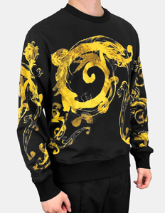 Picture of Versace Black Watercolour Baroque Sweatshirt