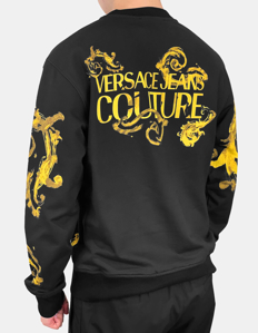 Picture of Versace Black Watercolour Baroque Sweatshirt