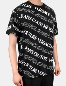 Picture of Versace Black Wave Monogram Regular Tee