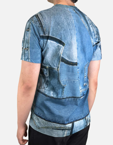 Picture of Versace Patch Denim Print Regular Tee