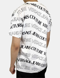 Picture of Versace White Wave Monogram Regular Tee