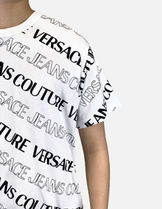 Picture of Versace White Wave Monogram Regular Tee