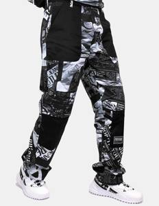 Picture of Versace Magazine Print Cargo Pants