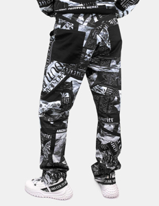 Picture of Versace Magazine Print Cargo Pants