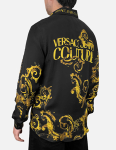 Picture of Versace Black Panel Watercolour Baroque Regular Shirt