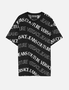 Picture of Versace Black Wave Monogram Regular Tee