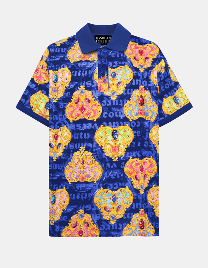 Picture of Versace Blue Jewel Heart Couture Polo