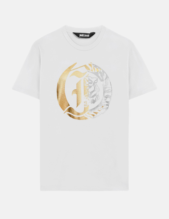 Picture of Just Cavalli White Tiger Mix Foil Regular Tee