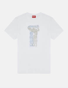 Picture of Diesel Silver Print White Slim Tee