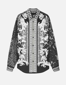 Picture of Versace Animalier Baroque Grey Long Sleeve Shirt