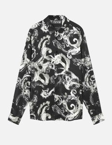 Picture of Versace Watercolour Baroque Grey Long Sleeve Shirt