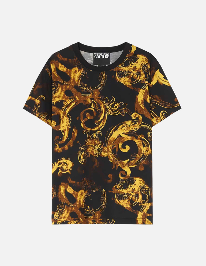 Picture of Versace Watercolour Baroque Black Slim Tee