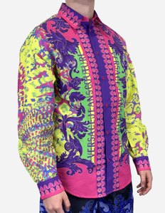 Picture of Versace Animalier Baroque Neon Long Sleeve Shirt