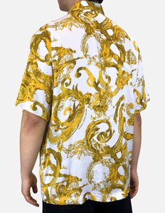 Picture of Versace Watercolour Baroque White Short Sleeve Shirt