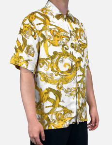 Picture of Versace Watercolour Baroque White Short Sleeve Shirt