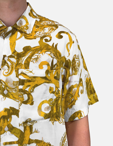 Picture of Versace Watercolour Baroque White Short Sleeve Shirt