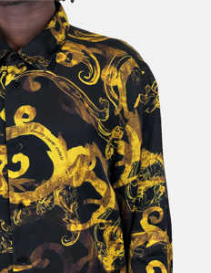 Picture of Versace Watercolour Baroque Black Long Sleeve Shirt