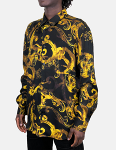 Picture of Versace Watercolour Baroque Black Long Sleeve Shirt