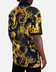 Picture of Versace Watercolour Baroque Black Slim Polo