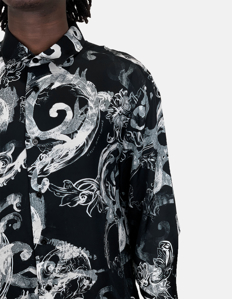 Picture of Versace Watercolour Baroque Grey Long Sleeve Shirt