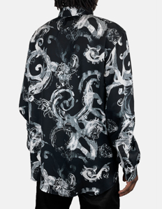 Picture of Versace Watercolour Baroque Grey Long Sleeve Shirt