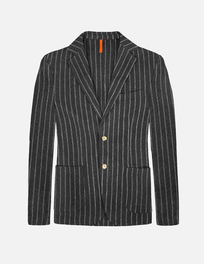 Picture of Gaudi Black Cotton Mix Stripe Blazer