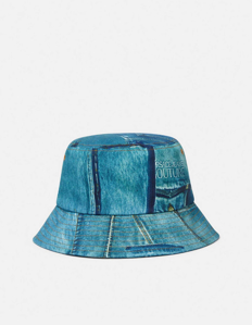 Picture of Versace Patch Denim Print Bucket Hat