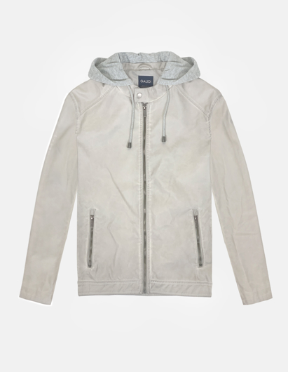 Picture of Gaudi Taupe Faux Leather Hooded Jacket