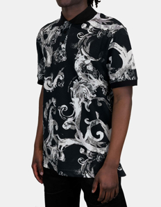 Picture of Versace Watercolour Baroque Grey Slim Polo