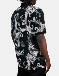 Picture of Versace Watercolour Baroque Grey Slim Polo