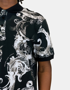 Picture of Versace Watercolour Baroque Grey Slim Polo