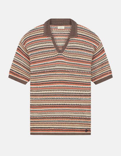 Picture of Dstrezzed Brown Johny Collar Knit Polo