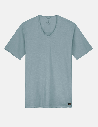 Picture of Dstrezzed Teal Slub V-Neck Regular Tee