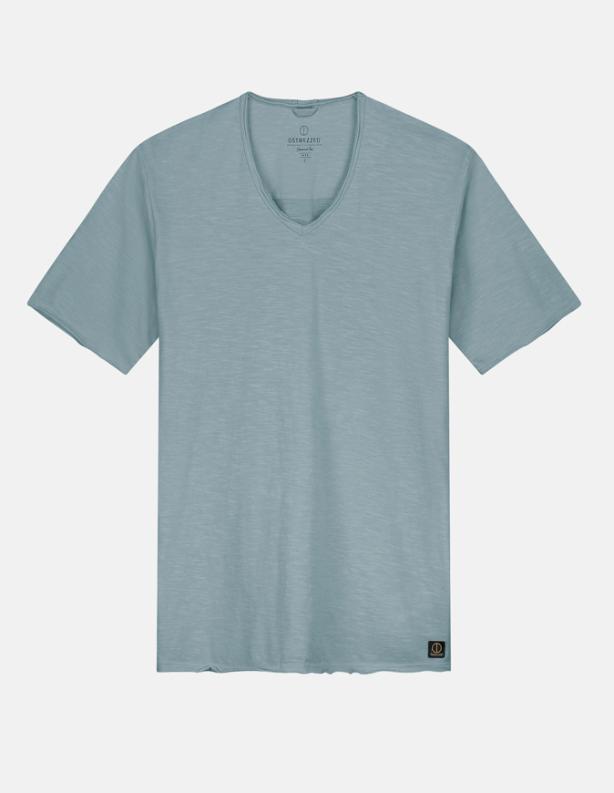 Picture of Dstrezzed Teal Slub V-Neck Regular Tee