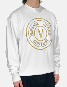 Picture of Versace Gold V-Emblem White Sweatshirt