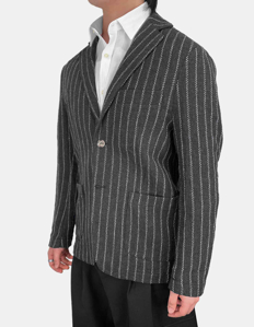 Picture of Gaudi Black Cotton Mix Stripe Blazer