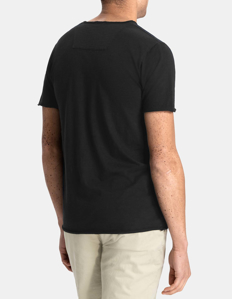 Picture of Dstrezzed Black Slub Crew Neck Regular Tee