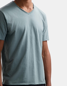 Picture of Dstrezzed Teal Slub V-Neck Regular Tee