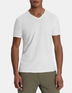 Picture of Dstrezzed White Slub V-Neck Regular Tee