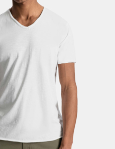 Picture of Dstrezzed White Slub V-Neck Regular Tee