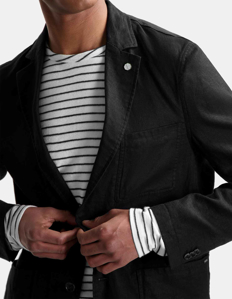 Picture of Dstrezzed Black Linen Patch Pocket Blazer